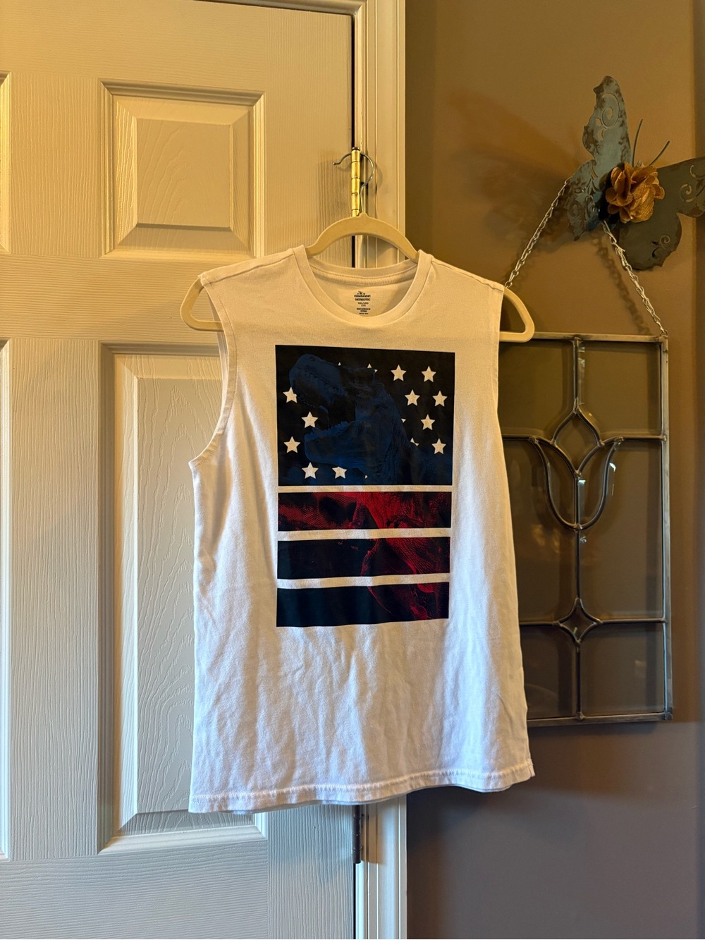 🤪 3 for $15 T Rex 🦖Patriotic Flag Sleeveless Graphic Tank Top XXL 18